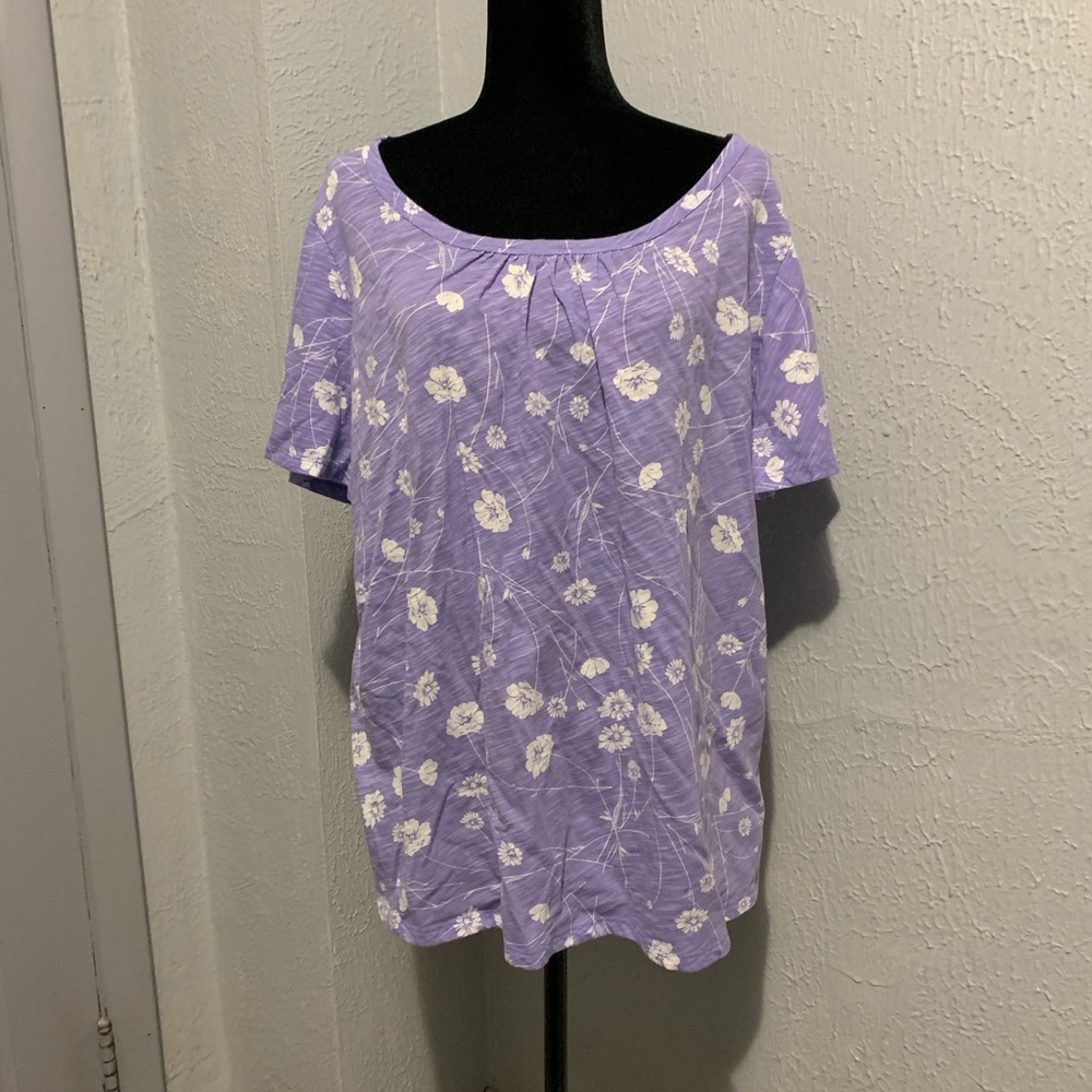 St John’s Bay Purple tee with white flowers